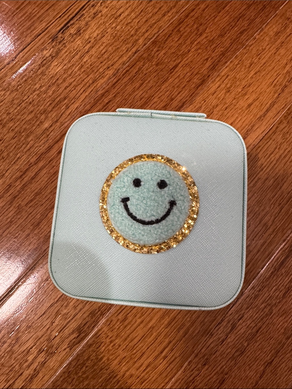 Altar'd State Mint Green Travel Case with Gold Smiley Accent